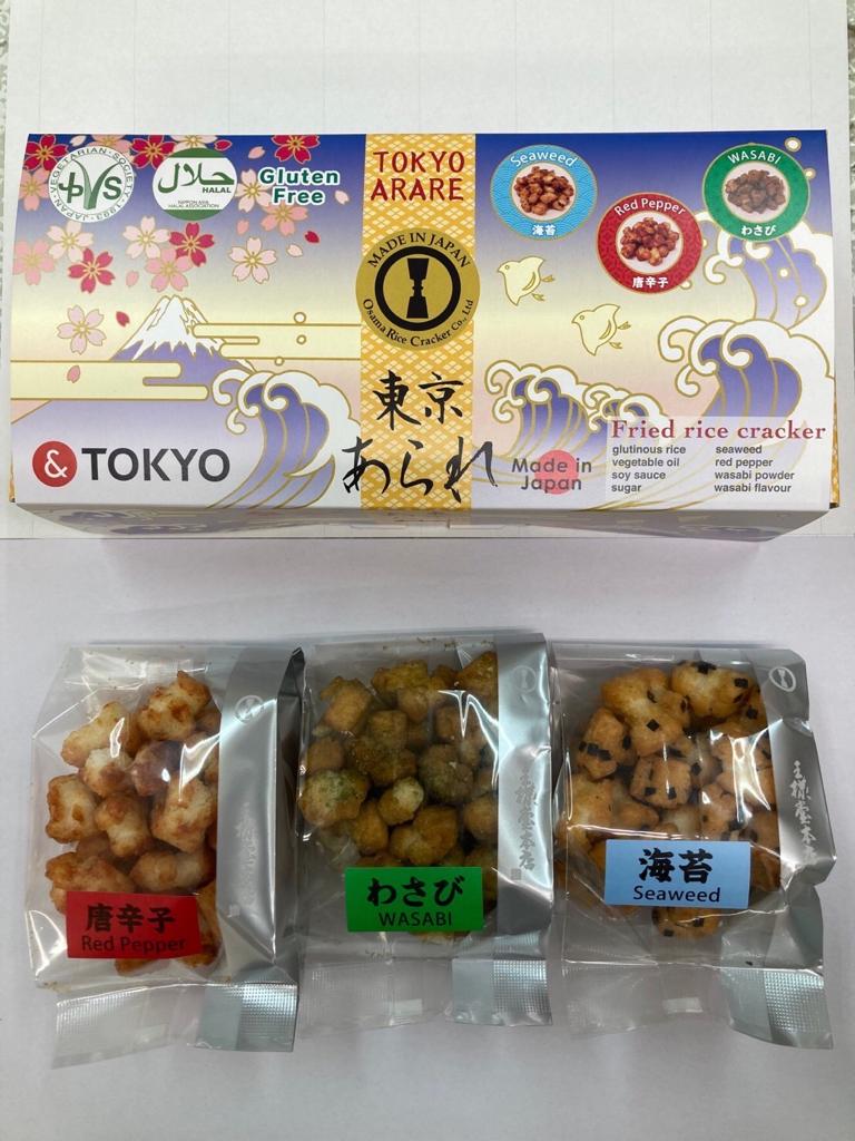 Tokyo Arare (Fried Rice Cracker)(Red papper,Wasabi,Seaweed)